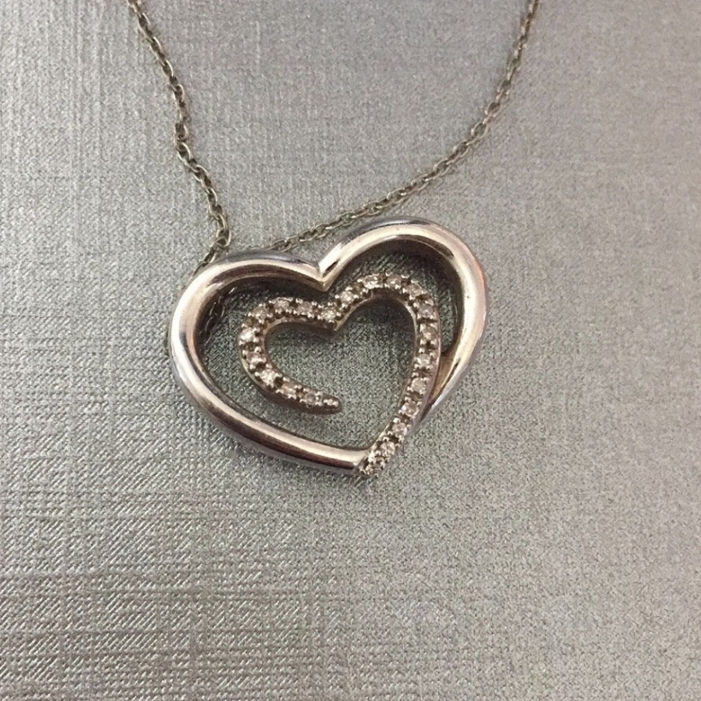 Zales Double Heart Pendant Diamond Accent Necklace Shared Heart Collection